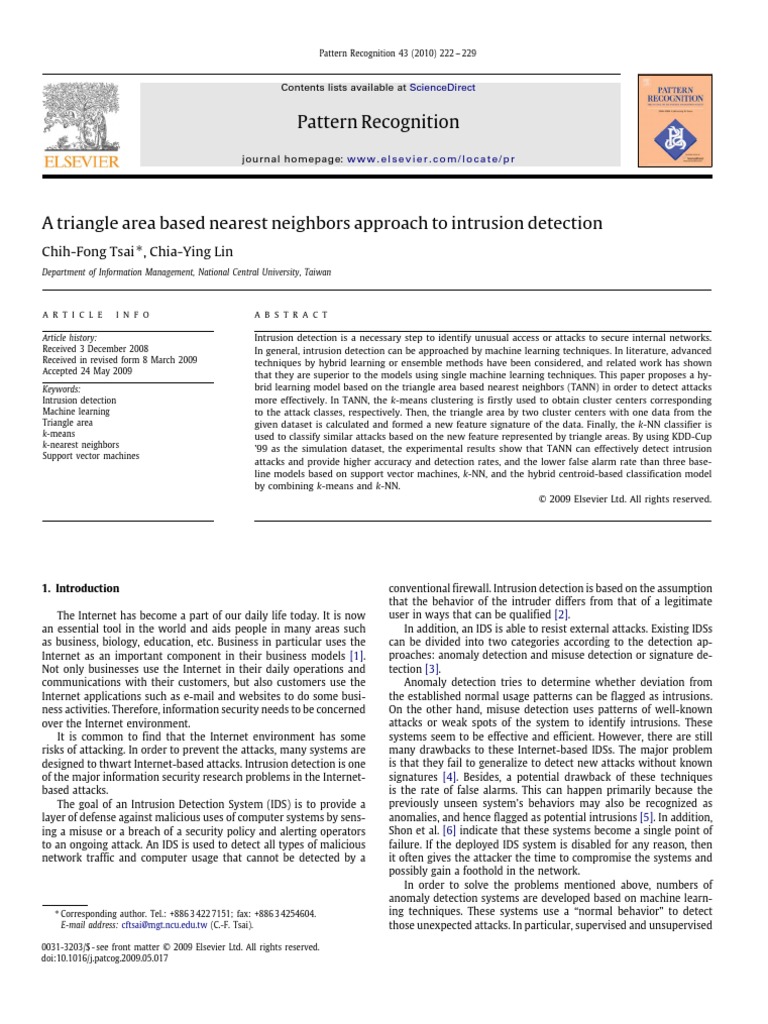 A Triangle Area Based Nearest Neighbors Approach To Intrusion Detection ...