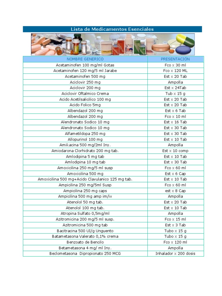 Lista de Medicamentos Esenciales PDF Grupo funcional Organización Mundial de la Salud
