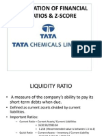 Financial Ratios of Tata Chemicals and Z Score Calculation