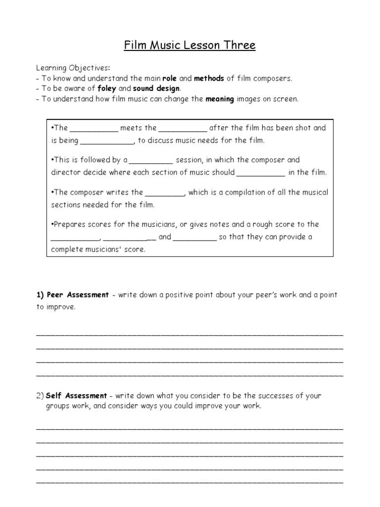 Film Music Worksheet