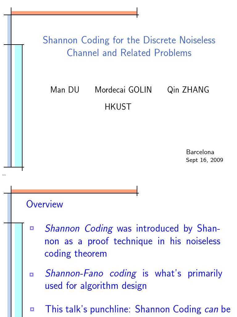 Shannon Coding and Noiseless Channels | PDF