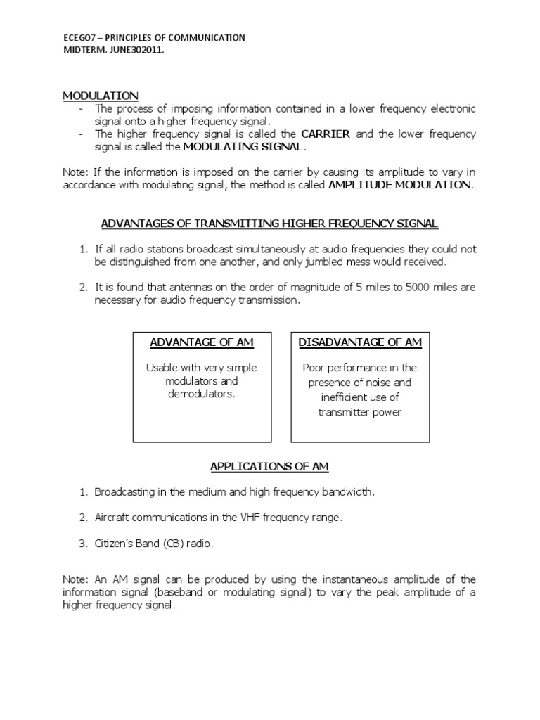 Modulation Am fm PDF Frequency Modulation Modulation