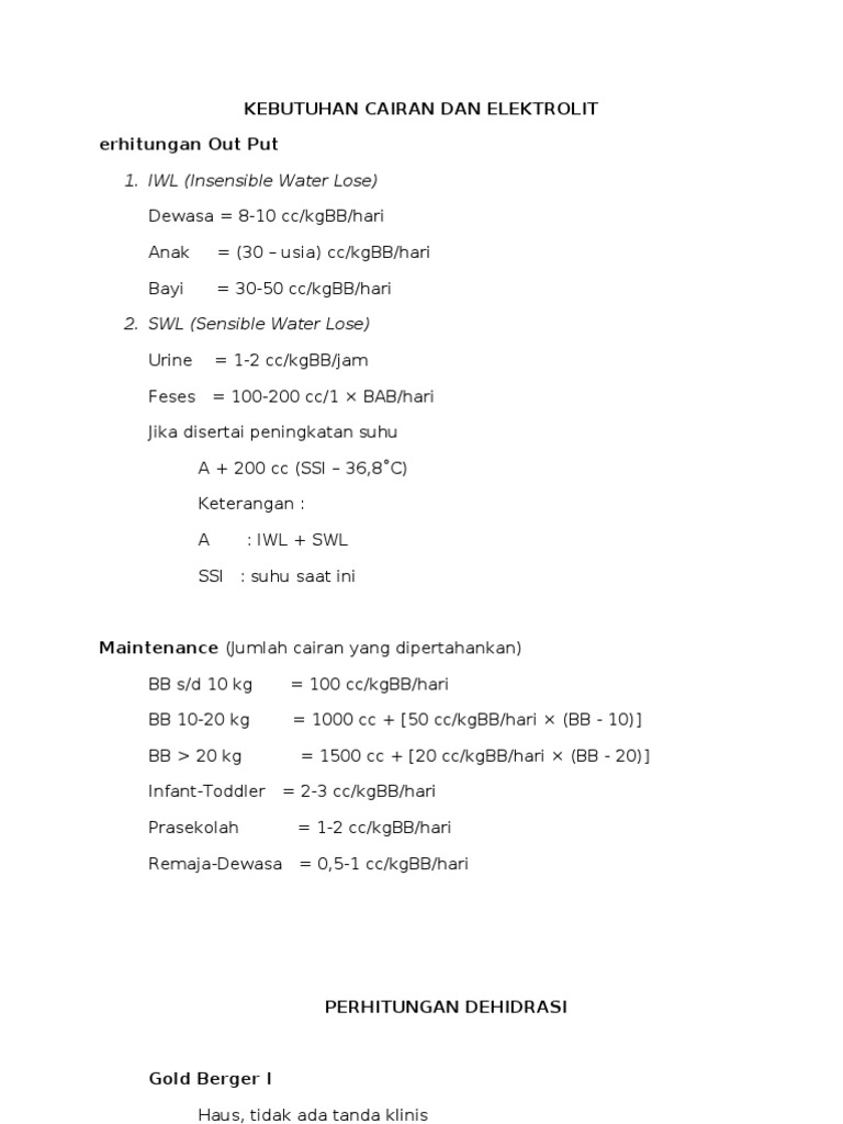 Kebutuhan Cairan Dan Elektrolit