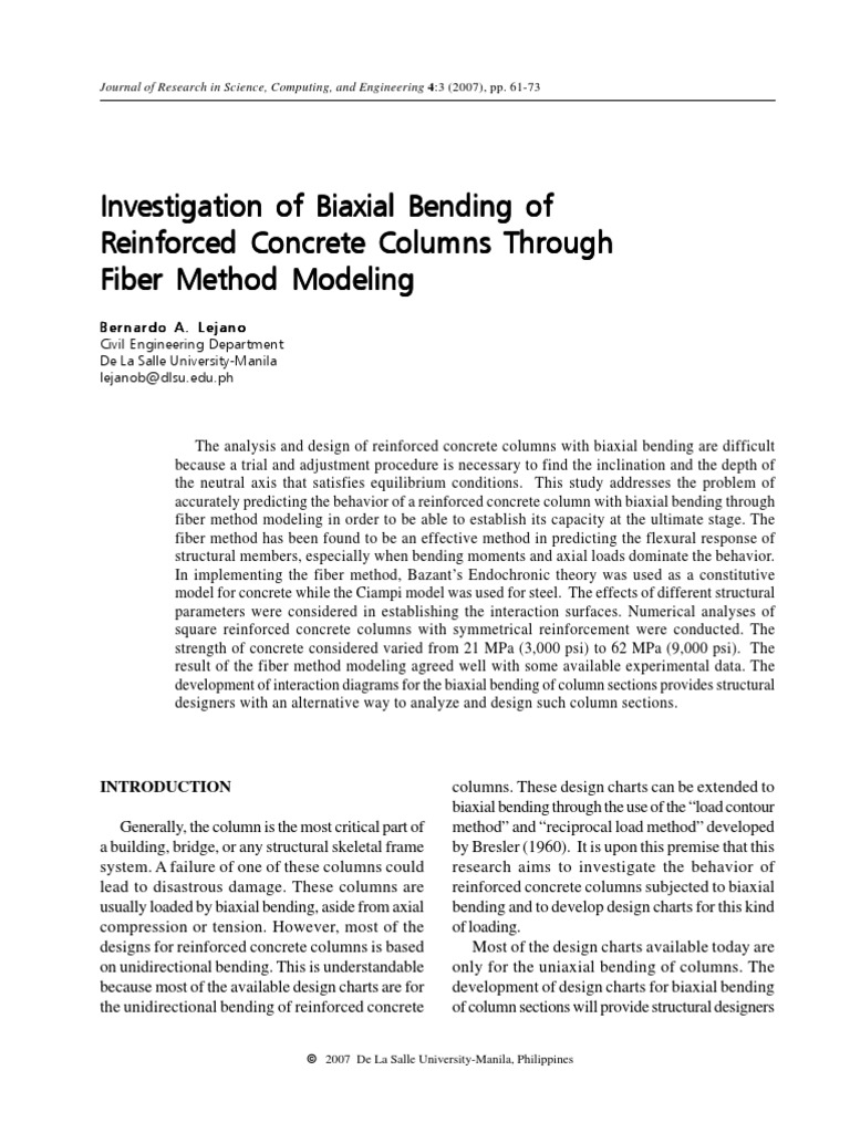 Investigation of Bixial Bending Reinforced Concrete Column | PDF