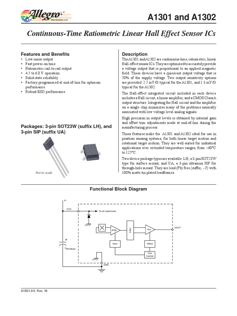 A1301 2 Datasheet | PDF | Amplifier | Integrated Circuit