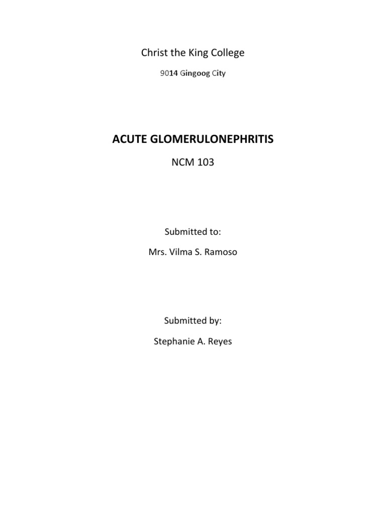 Acute Glomerulonephritis Overview | PDF | Kidney | Urinary Tract Infection