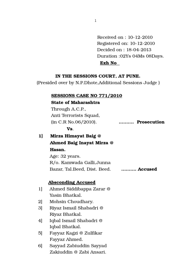 German Bakery Bomb Blast Case Judgement PDF Violence Crime Thriller