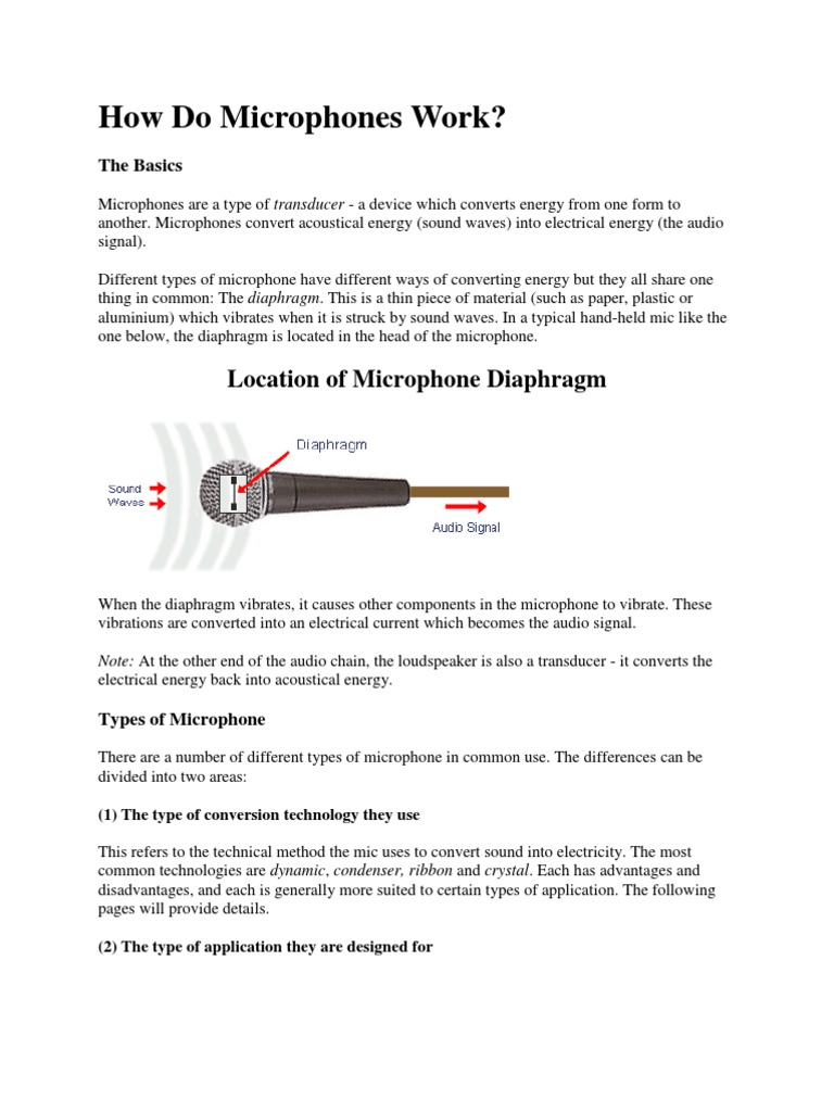 How Do Microphones Work PDF Microphone Loudspeaker