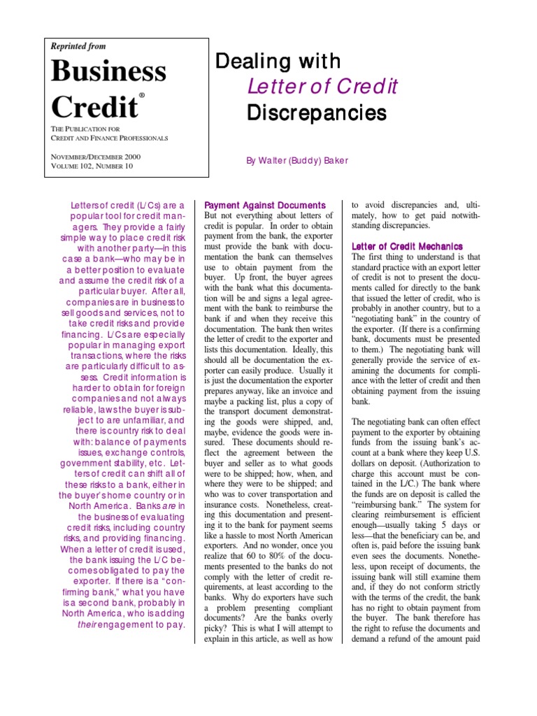 Understanding L/C Discrepancies | PDF | Letter Of Credit | Bill Of Lading