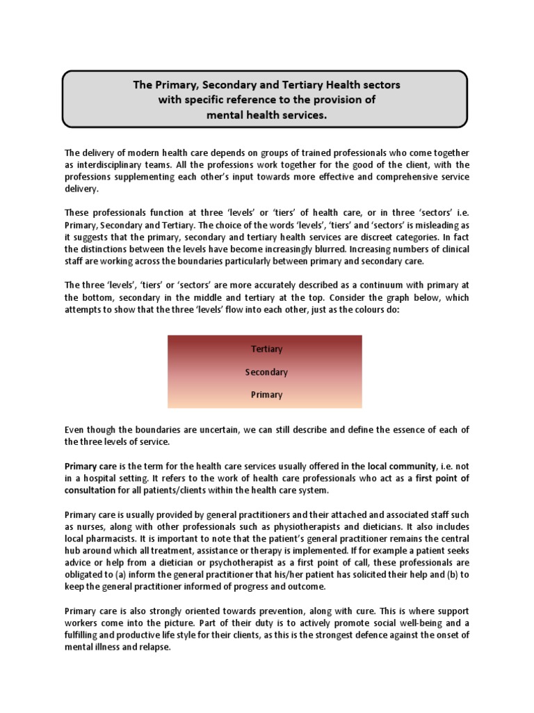 The Primary, Secondary and Tertiary Health Sectors in New Zealand With ...