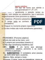 Os principais tipos de pronomes sob diferentes aspectos