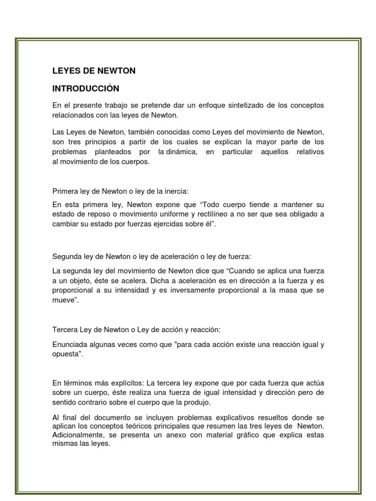 Leyes de Newton - Introducción | PDF | Las leyes del movimiento de Newton |  Fuerza