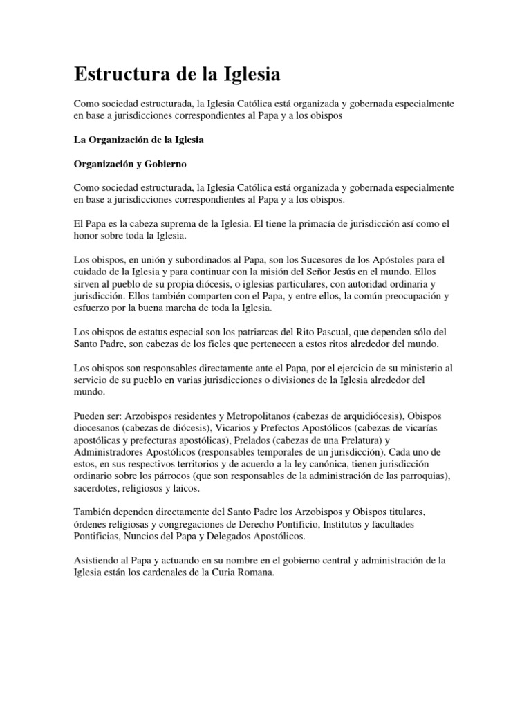 Estructura y Jerarquía de la Iglesia Católica | PDF | obispo | Arzobispo
