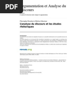 L'analyse Du Discours Et Les Etudes Rhetoriques PDF