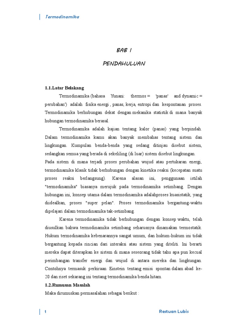 MAKALAH termodinamika
