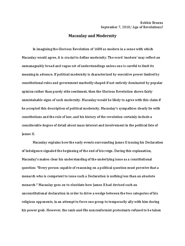 Glorious revolution essay outline image