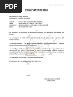 Ejemplo De Carta Solicitud De Presupuesto Pdf Presupuesto