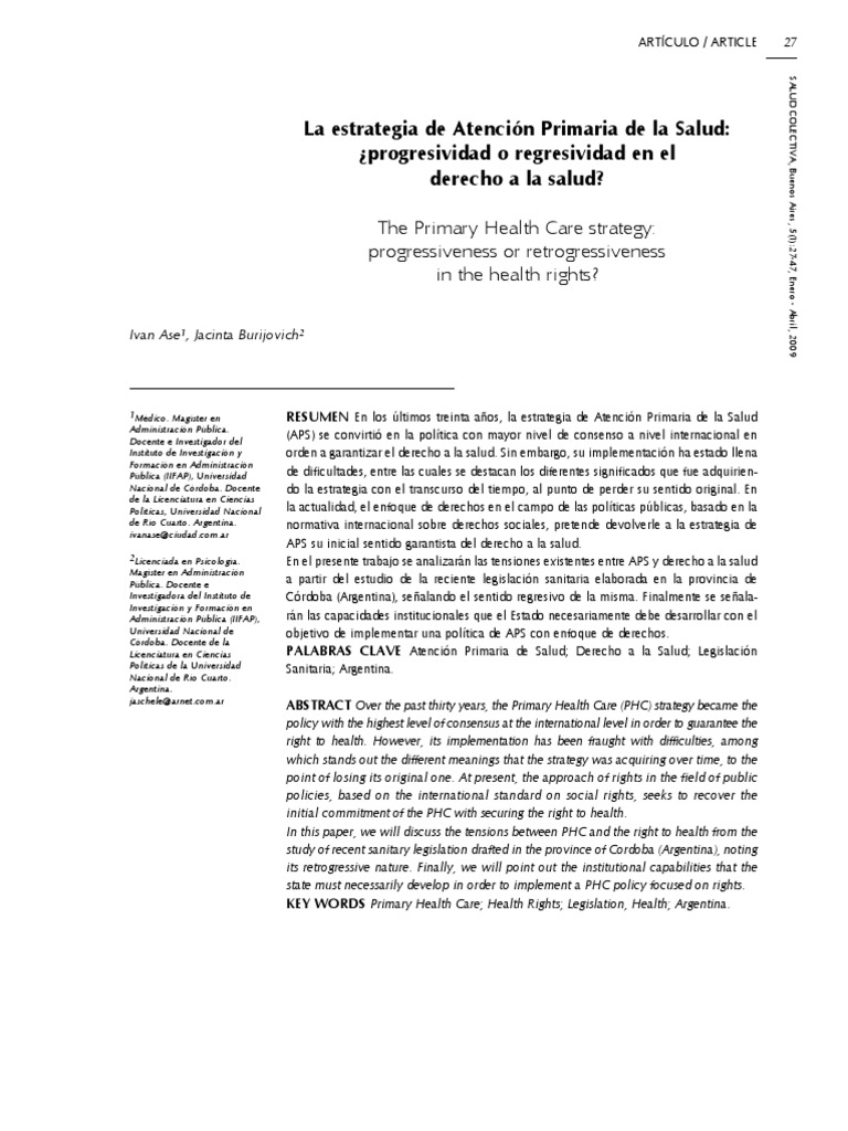 Atención Primaria y Derechos de Salud en Argentina | PDF | Estado ...