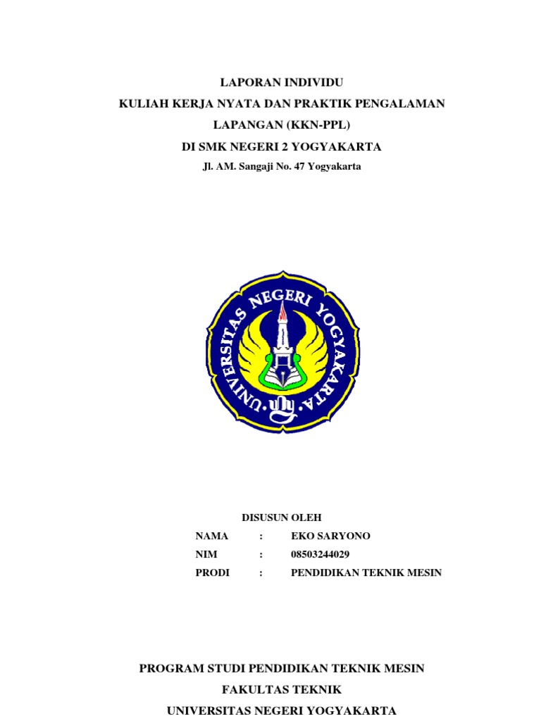 Laporan Kkn Ppl Di Smk N 2 Yogyakarta Oleh Eko Saryono 08503244029 Pt Mesin Ft Uny
