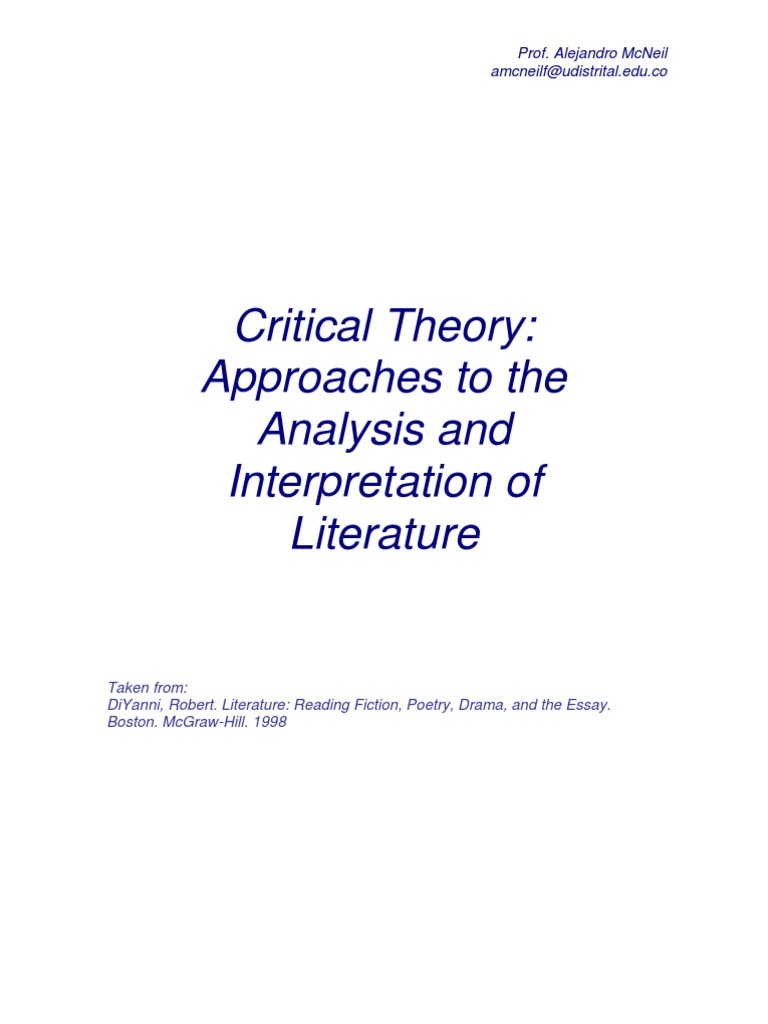 Critical Theory - Approaches To Literary Analysis and Interpretation ...
