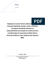 Resposta - Ao - Laudo - Sobre - RIMA - Anglo - Ferrous - Minas-Rio - Mineração - S.A. - Dick