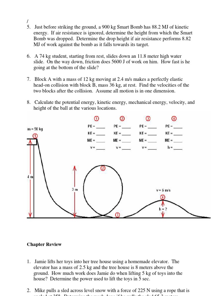 Potential energy worksheet pdf image