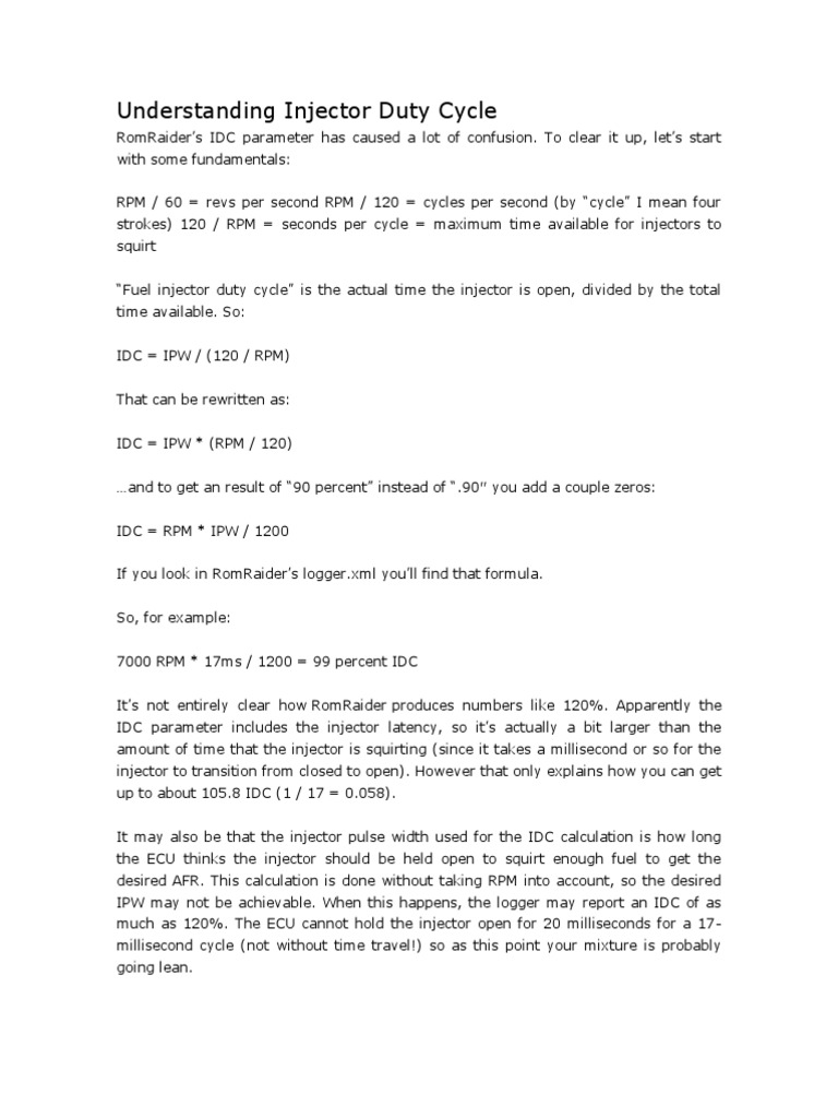 Understanding Injector Duty Cycle PDF Fuel Injection Rotating