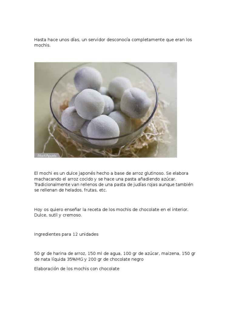 Receta Mochi Facil | PDF | Chocolate | Postres