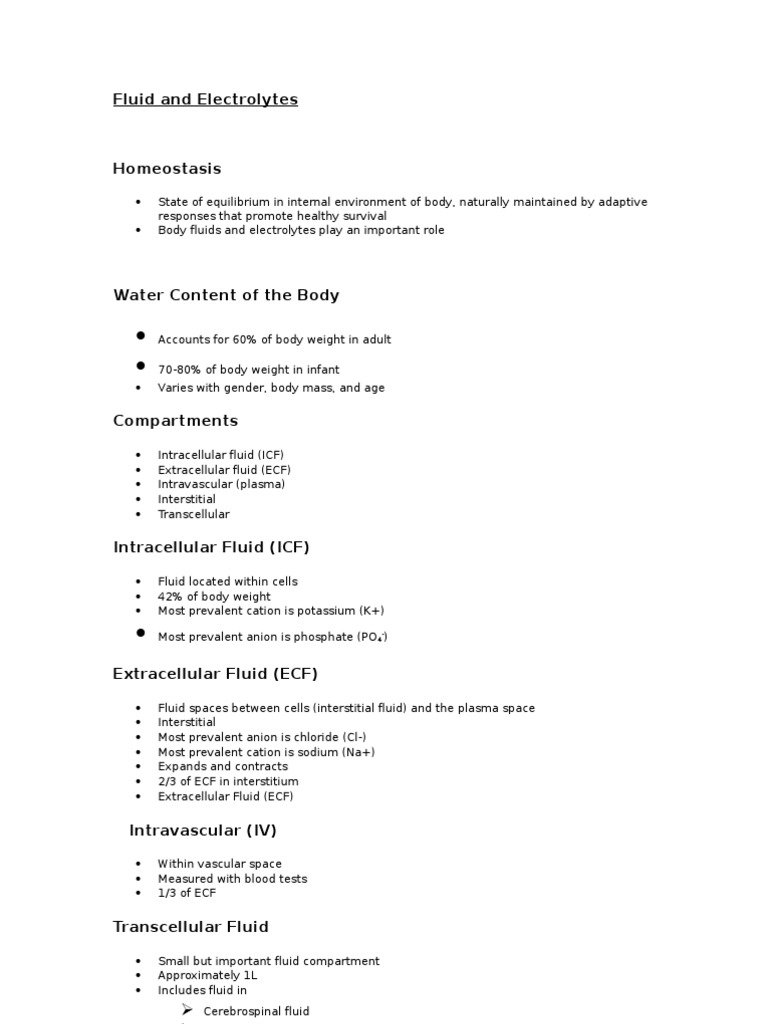 Fluid and Electrolyte Balance Overview | PDF | Osmosis | Electrolyte