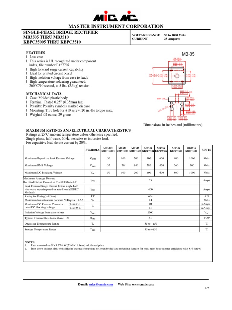 KBPC3510 PDF PDF Volt Voltage