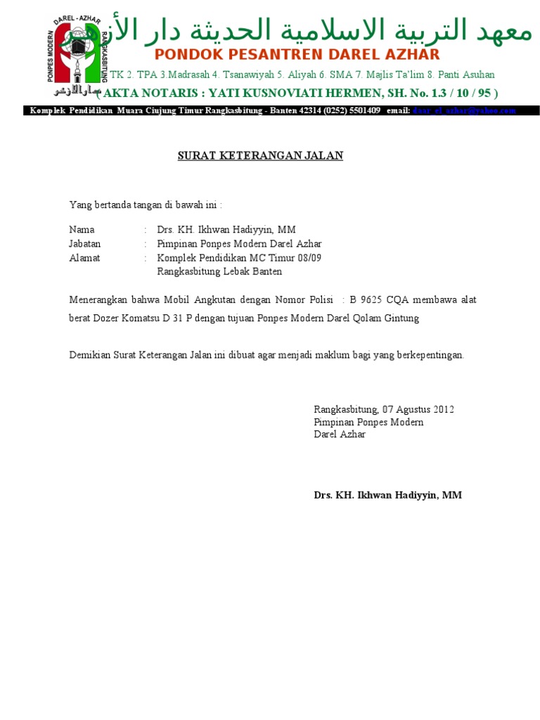 Contoh Surat Jalan Pengiriman Alat Berat Berbagi Contoh