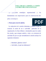 Pautas para la  Visión  Misión y Valores