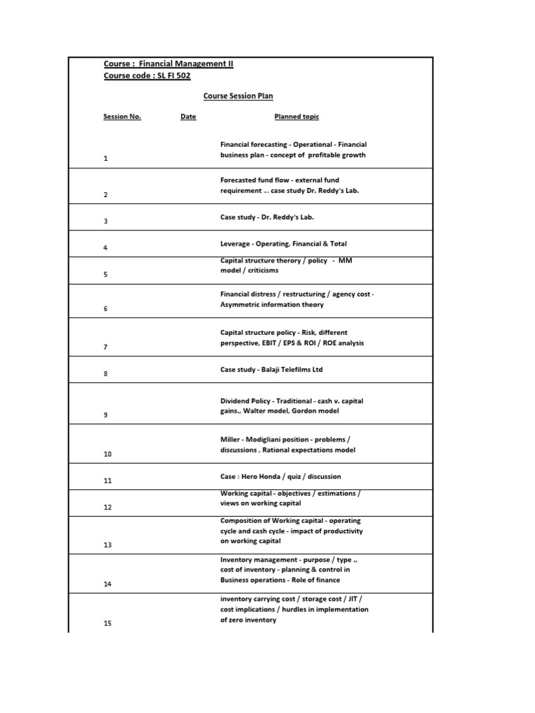 Course financial management ii course code sl fi 502 pdf
