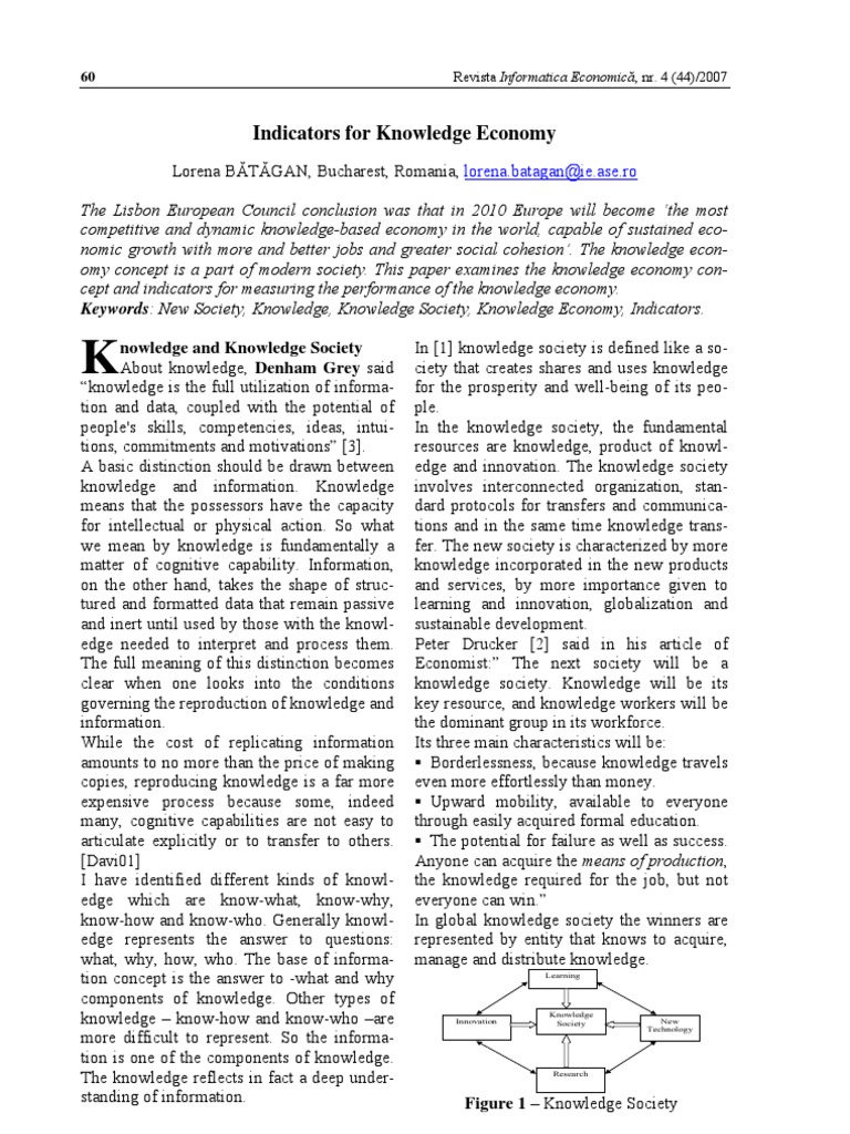 Indicators of the Knowledge Economy | PDF | Knowledge Economy | Innovation