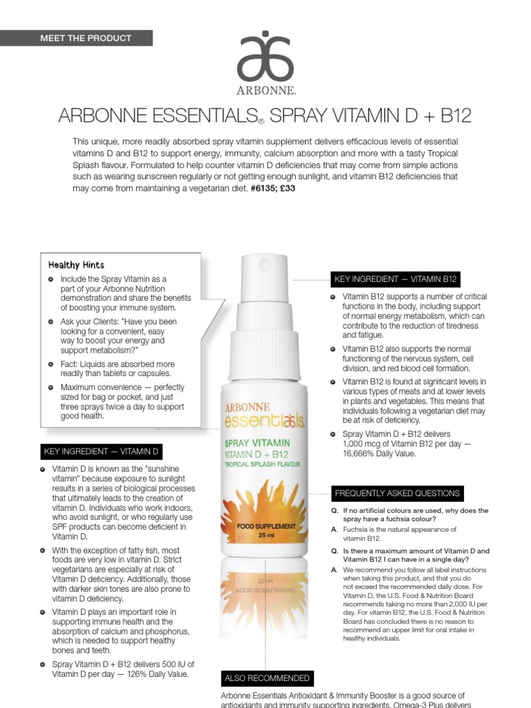 Nutritional Spray PDF Vitamin D Vitamin B12