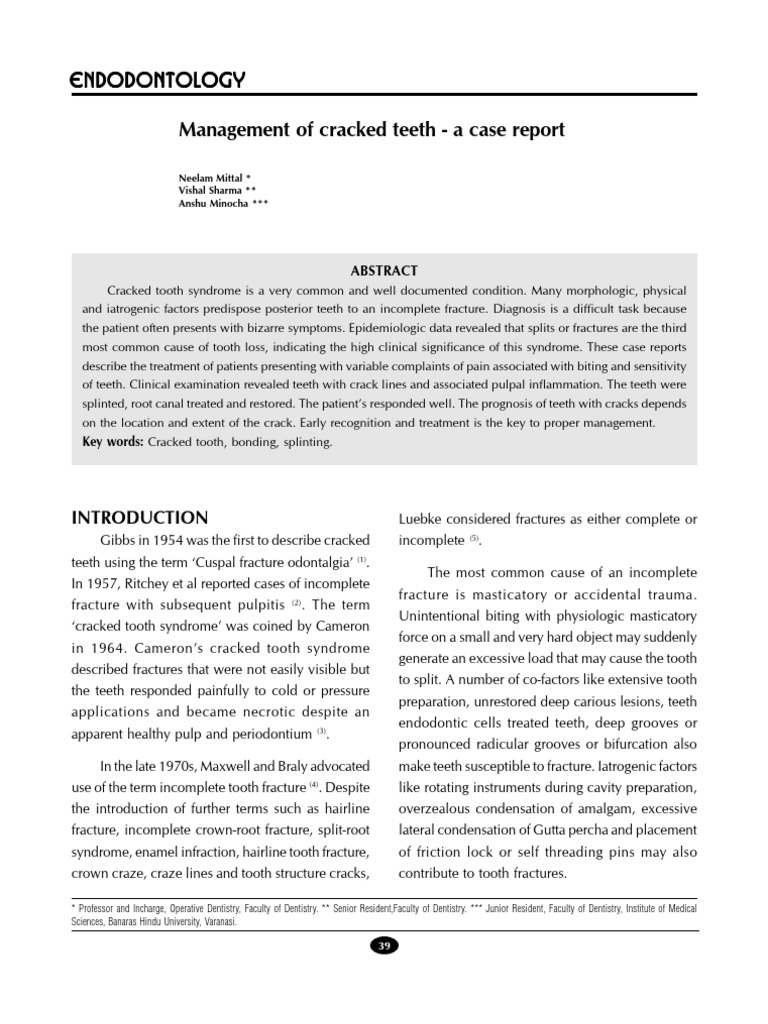 Management of Cracked Tooth Syndrome | PDF | Science & Mathematics
