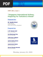 Download CASE ANALYSIS HRM 380 TuA - Singapore International Airlines Preparing For Turbulence Ahead by Akash SN13970839 doc pdf