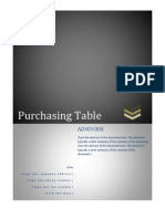 Purchasing Order Table