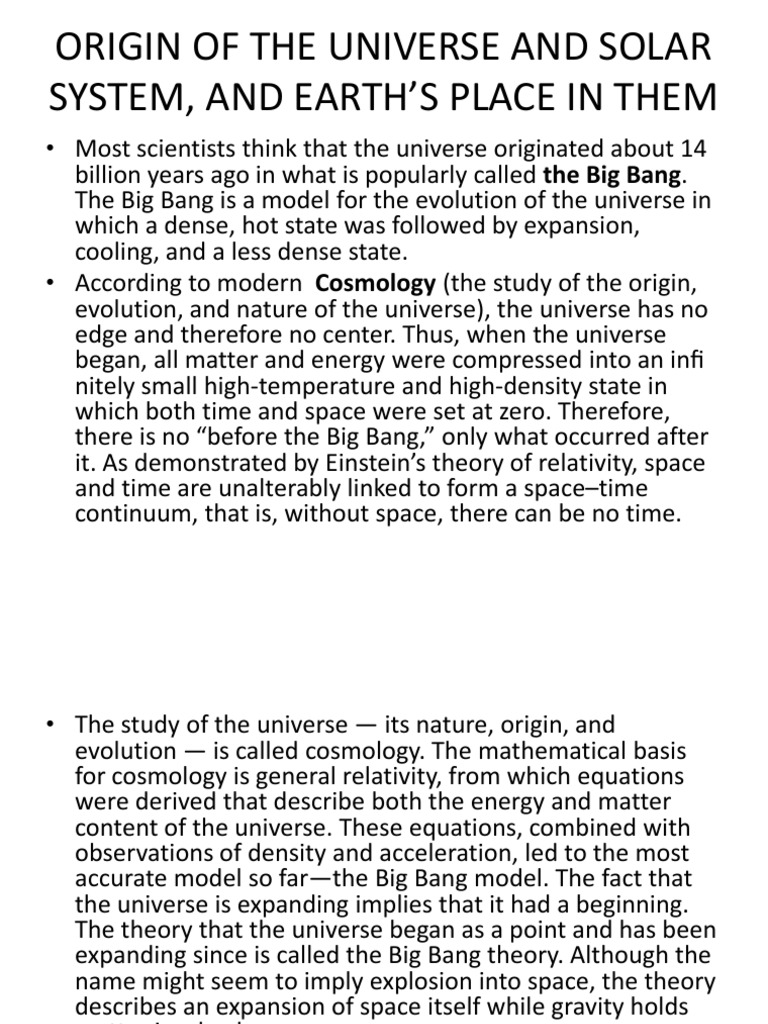 02 - 03 - Geology - Origin of The Universe and Solar System PDF | PDF ...
