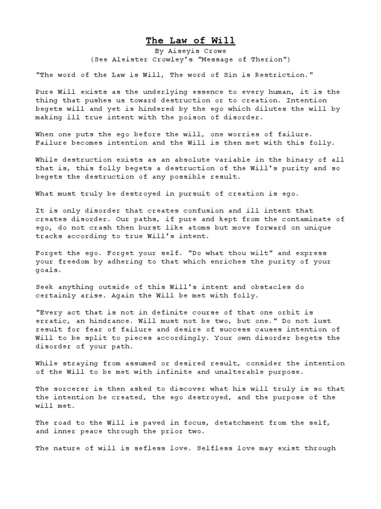 The Law of The Will | PDF | Self-Improvement