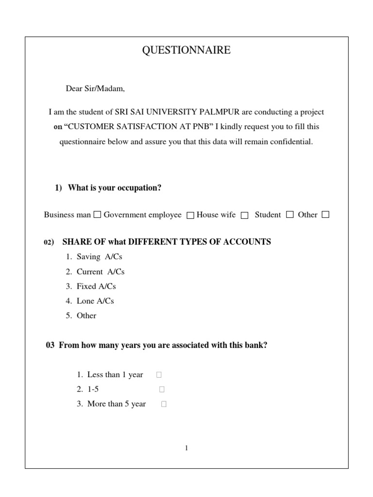 Questionnaire: 1) What Is Your Occupation? | PDF