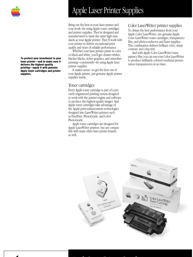 Apple Laser Printer Supplies Guide | PDF | Printer (Computing) | Media ...