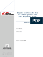 Enquête Nutritionnelle Chez Les Enfants Âgés de 6 À 59 Mois, N'Djamena, Tchad (Juillet 2010)