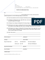 Credit Authorization Form Template