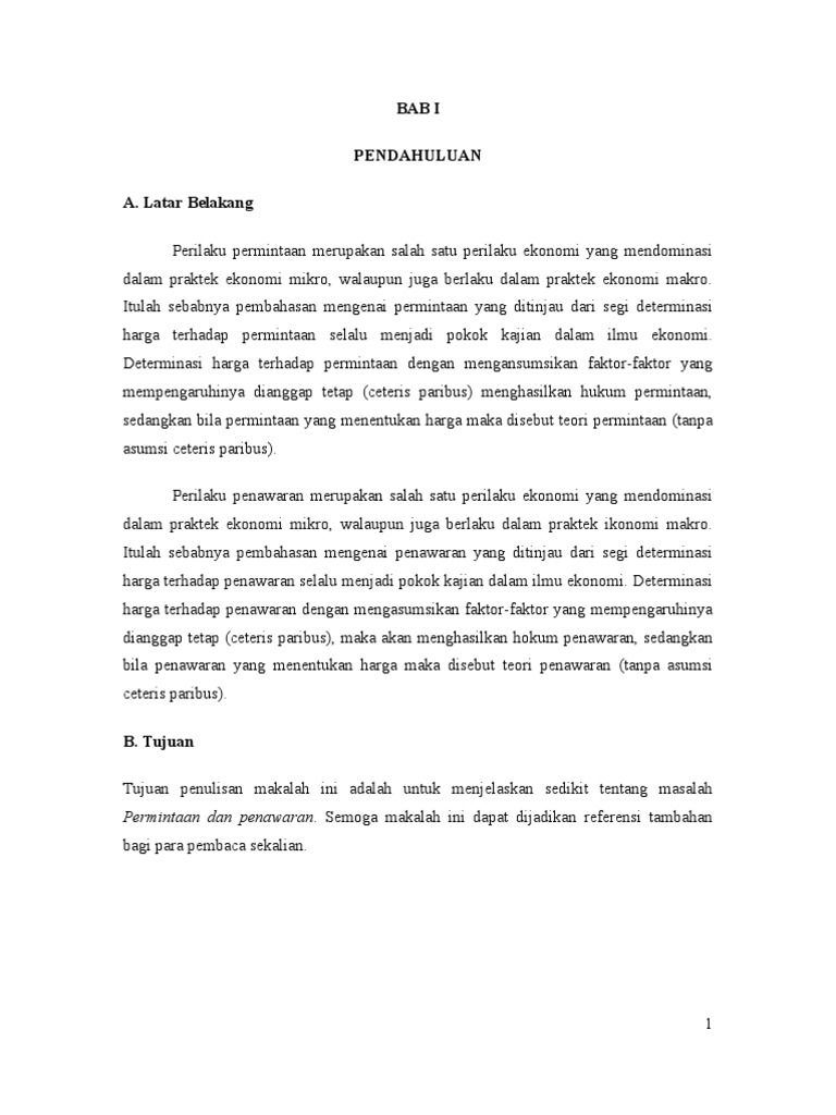 Teori Permintaan Dan Penawaran Pasar