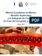 Minería Canadiense en México, Blackfire Exploration y La Embajada de Canadá. Una Caso de Corrupción y Homicidio PDF