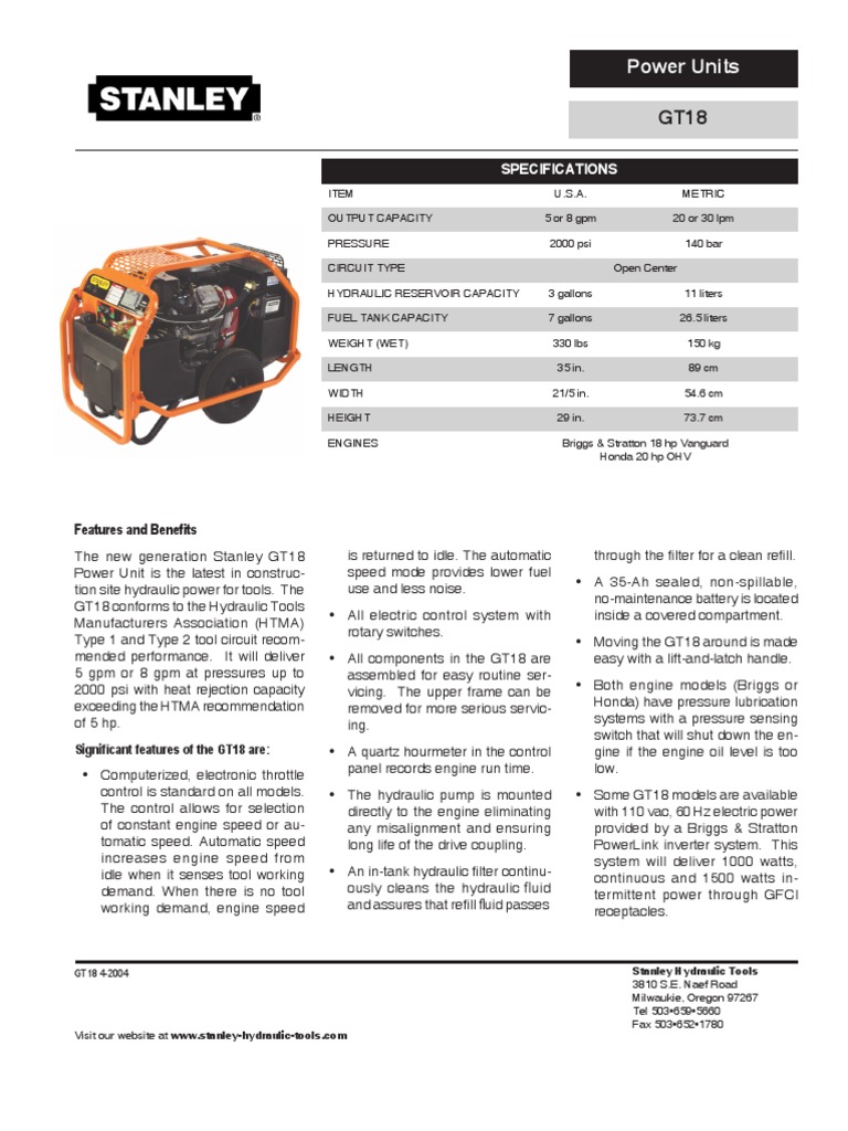 GT18 Power Unit Specifications Features and Performance Details of the