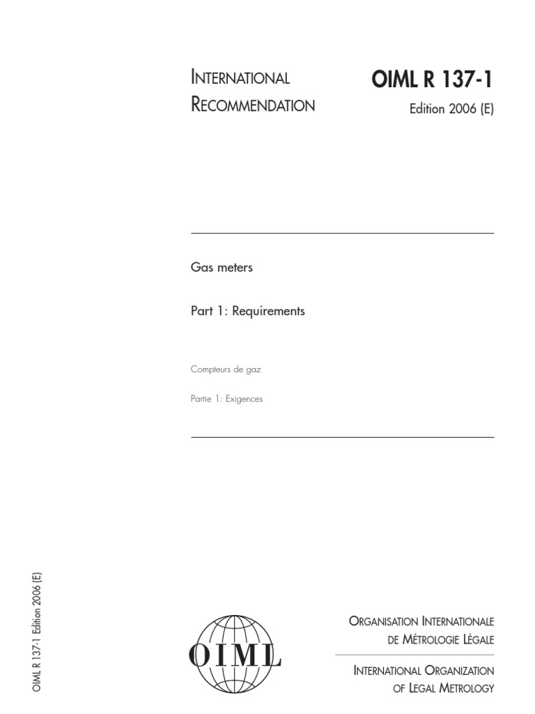 Gas Meters: Requirements OIML R 137-1 | PDF | Measuring Instrument | Gases
