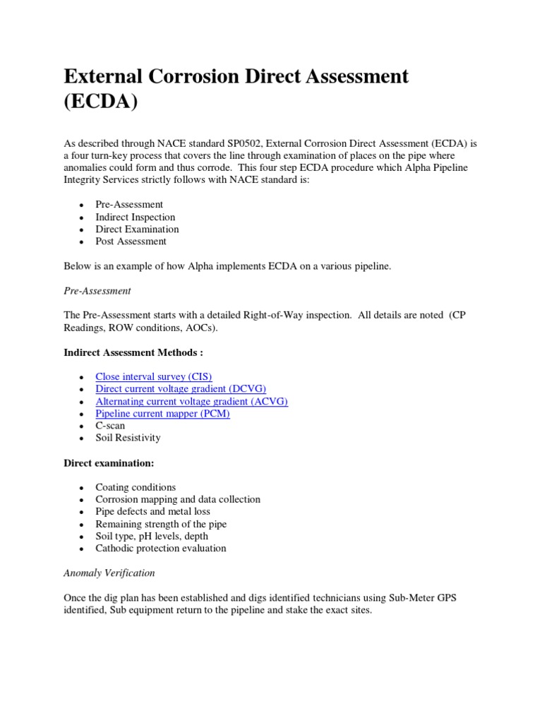 ECDA Process for Pipeline Corrosion Assessment | PDF | Pipeline ...