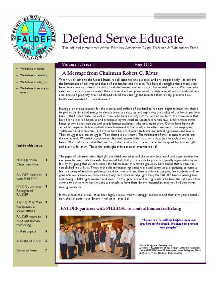 Defend - Serve.Educate May2013 Vol1 Issue1 | PDF